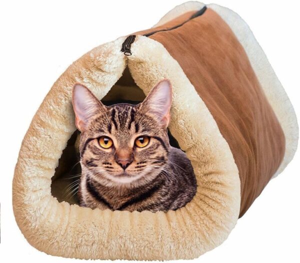 Cat Cave 2-in-1 Tube Cat Mat and Bed Indoor Cat Nest Semi-enclosed Cat House Cat Tent Bed Kitten Sleeping Bag for Small Cats and Dogs