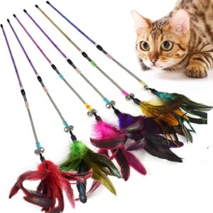 Cat Toys,Cat Toys for Indoor Cats Training,Cat Feather Toys with 2 Teaser Wand,Interactive Cat Toy with Super Suction Cup for Kitten and Adult 11Pcs (Red)