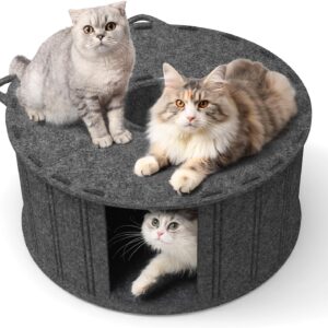 ComSaf Donut Design Cat Tunnel Bed for Indoor Cats, Felt Cat Tunnel Cave Bed, Interactive Cat Toy for Fun and Comfort, Cozy Hiding Tent for Large Cats and Kittens