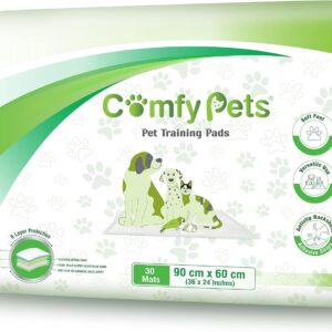 Comfy Pets - Training Pads - Premium Absorbent Puppy Dog Pads with Adhesive Sticky Tabs - Leak-Proof - Incontinence Protection (90 x 60 CM, 30)