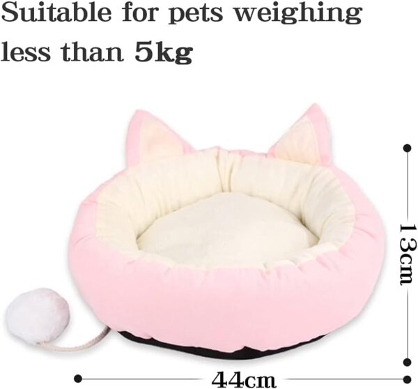 Cozywind Cat Bed Cat Calming Beds Cat Sleeping Bed with Cat Pom Pom Toy Detachable Washable Fluffy Cat Beds for Indoor Cats-Pink