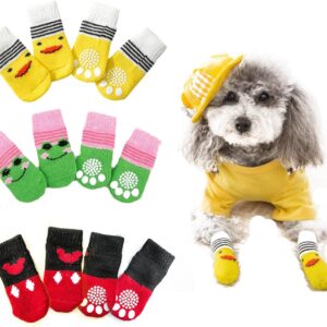 DKDDSSS 12 Pieces Dog Socks Anti-slip, Pet Paw Protector Dog Boots, Anti Slip Dog Grip Socks, Dog Claw Socks for Indoor on Hardwood Floor Wear, Small Medium Large Dogs, Indoor and Outdoor Walking