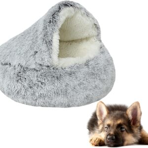 DLULTEP Plush Donut Pet Bed, Fluffy Plush Pet Bed, Soft and Warm Donut Cave Bed, Soft and Fluffy Cuddler Pet Puppy Beds, For Indoor Kittens and Puppy Small Dogs (50 cm)