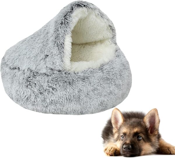 DLULTEP Plush Donut Pet Bed, Fluffy Plush Pet Bed, Soft and Warm Donut Cave Bed, Soft and Fluffy Cuddler Pet Puppy Beds, For Indoor Kittens and Puppy Small Dogs (50 cm)