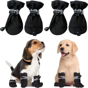 DULKET 2 Pairs Dog Shoes, Anti-Slip Dog Paw Protectors with Waterproof Rubber Bottom and Adjustable Straps for Pet Indoor Wear,Outdoor Walking