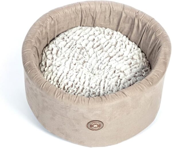 Danish Design Arctic Cream Faux Suede Removable Cushion Machine Washable Cat/Kitten Cosy Bed 51 cm Medium