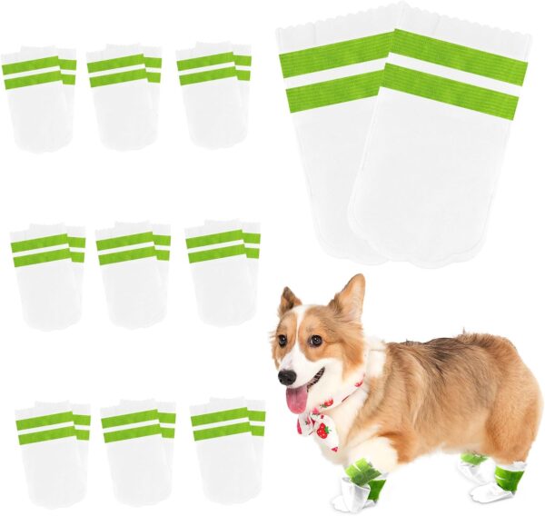 Disposable Dog Shoes for Injured Paws, 20PCS Disposable Waterproof Dog Boots Paws Protector, Self Adhesive Disposable Dog Socks Paws Stop Licking for Small Dogs Paws Indoor and Outdoor (Waterproof, M)