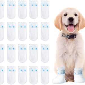 Disposable Dog Shoes,20PCS Disposable Dog Socks Paws Stop Licking with Self Adhesive Bandage,Windproof Dirty Protection Pet Dog Boots Foot Cover for indoor & outdoor Walking (M)