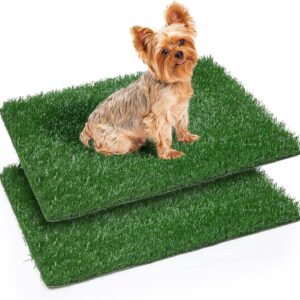 Dog Artificial Grass Mats, 2 Packs for Replacement, Pet Pee Fake Grass for Potty Training, Perfect for Indoor Outdoor Use (35.5 x 46 cm)