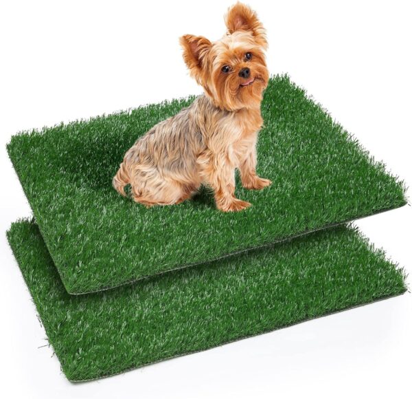 Dog Artificial Grass Mats, 2 Packs for Replacement, Pet Pee Fake Grass for Potty Training, Perfect for Indoor Outdoor Use (35.5 x 46 cm)