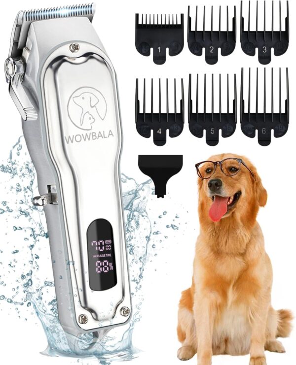 Dog Clippers for Grooming for Thick Coats: Low Noise Rechargeable Cordless Pet Shaver - Dog Grooming Kit for for Heavy Hair