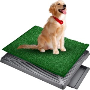 Dog Litter Tray Pet Potty Dog Grass Puppy Pee Pad Holder,Dog Toilet Tray Indoor, Artificial Grass for Dogs Potty,Portable Potty Trainer with Tray (20"x25")