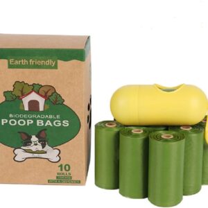 Dog Pet Poo Waste Liner Bags Eco Friendly Degradable Poop Bags with Clip Lead Dispenser Leak Proof - 10 Rolls/150 count