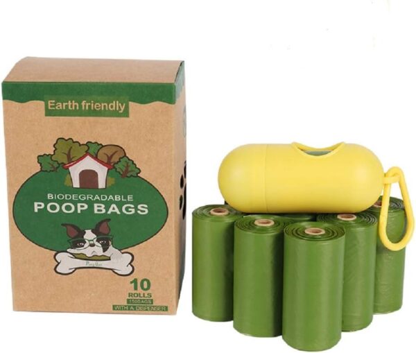 Dog Pet Poo Waste Liner Bags Eco Friendly Degradable Poop Bags with Clip Lead Dispenser Leak Proof - 10 Rolls/150 count