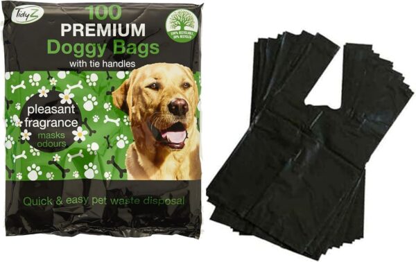 Dog Poo Bags (100 Pcs) Biodegradable Dog Poop Bags Rolls With Tie Handles Eco-Friendly Pleasant Scented Fragrance Leak Proof and Extra Thick Cat Waste Litter Bags Ideal For Dogs Cats All Pets