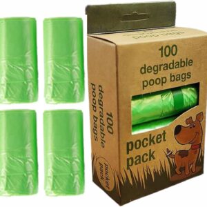 Dog Poo Bags Heavy Duty Poop Bags With Tie Handles Extra Strong Degradable Doggy Waste Bag Roll Leak Proof Pooper Bags Cats Dogs Puppy Pet Supplies Outdoor Accessories Green 32cmx36cm (Pack Of 100)