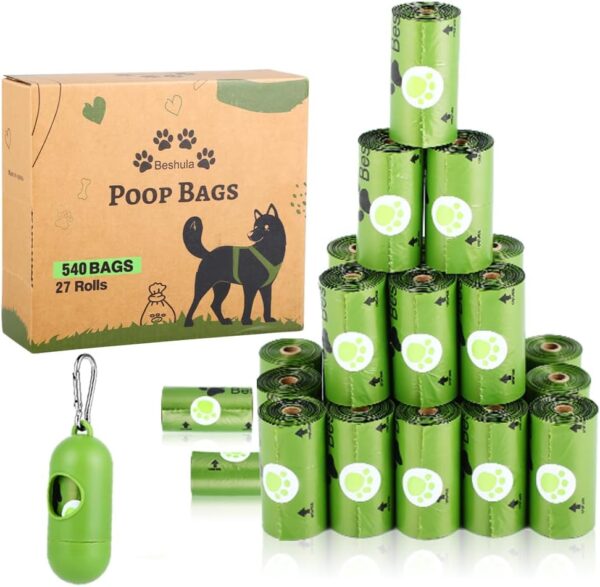 Dog Poo Bags Rolls: Large and Leak Proof Poo Bag for Dogs, 27 Rolls 540 Counts Dog Waste Bags with Dispenser -Scented