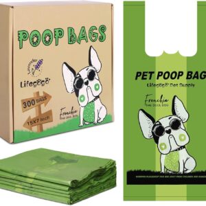 Dog Poo Bags with Tie Handles - 300 x Extra Thick & Leak-Proof Dog Waste Bags Lavender-Scented for Medium-Large Doggy