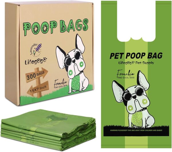 Dog Poo Bags with Tie Handles - 300 x Extra Thick & Leak-Proof Dog Waste Bags Lavender-Scented for Medium-Large Doggy