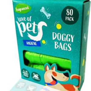 Dog Poop Bags, 80 Environmentally Friendly, 100% Biodegradable Poop Waste Bag Refill Rolls for Dogs, Leak-proof dog poo bags