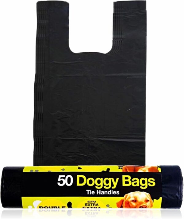 Dog Poop Bags With Tie Handles Doggy Bags Biodegradables Poo Bags Eco-friendly Waste Bags Strong Leak Proof Doggy Poo Bags Cat Puppy Walking Bag Unscented Dog Shitbags Dispenser Pet Supplies 50 Count