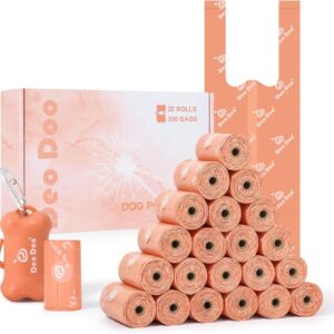 Dog Poop Bags with Handle 22 Rolls 330 Counts with Dispenser Leak Proof and Extra Thick Scented Waste Bags for Walking Dogs Cats Litter Pink