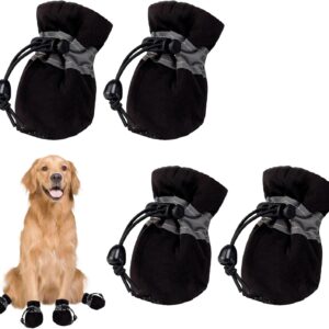 Dog Shoes Waterproof,2 Pairs Dog Boots for Injured Paws Waterproof,Anti-Slip Dog Socks Paws Stop Licking,Waterproof Adjustable Dog Boots Waterproof for Small Dog Pet Indoor Wear,Outdoor Walking,Black