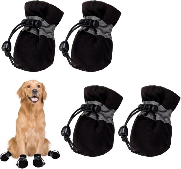 Dog Shoes Waterproof,2 Pairs Dog Boots for Injured Paws Waterproof,Anti-Slip Dog Socks Paws Stop Licking,Waterproof Adjustable Dog Boots Waterproof for Small Dog Pet Indoor Wear,Outdoor Walking,Black