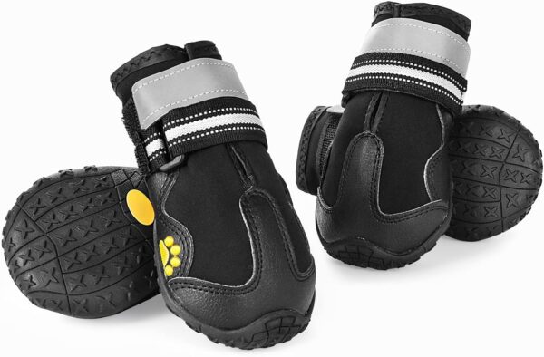 Dog Shoes for Large Dog, Medium Dogs Boots & Paw Protectors for Winter Snowy Day, Summer Hot Pavement, Waterproof in Rainy Weather, Outdoor Walking, Indoor Hardfloors Anti Slip Sole Black Size 7