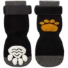 Dog Socks Indoor non-slip dog socks 2 Pairs Adjustable Dog Socks Dog Cat Paw Protector Fit Extra Small to Extra Large Dogs Cats (L, Black)