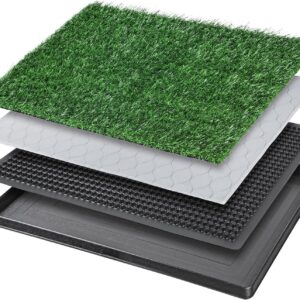 Dog Toilet Tray with Washable Pee Pad and Artificial Grass Patch for Dogs Puppy Toilet Training, Portable Indoor Dog Litter Tray(40.6x50.7cm)