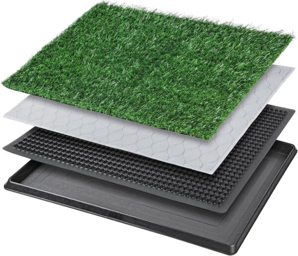 Dog Toilet Tray with Washable Pee Pad and Artificial Grass Patch for Dogs Puppy Toilet Training, Portable Indoor Dog Litter Tray(40.6x50.7cm)