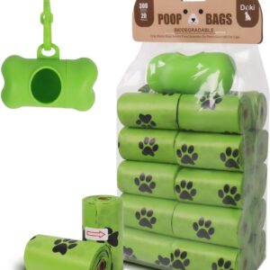 Doki Dog Poo Bags, 300 Counts Biodegradable Pet Waste Bags include 1 Adjustable Dispenser, 20 Rolls Thick Poop Waste Bag 100% Leak Proof Dog Poo Bags