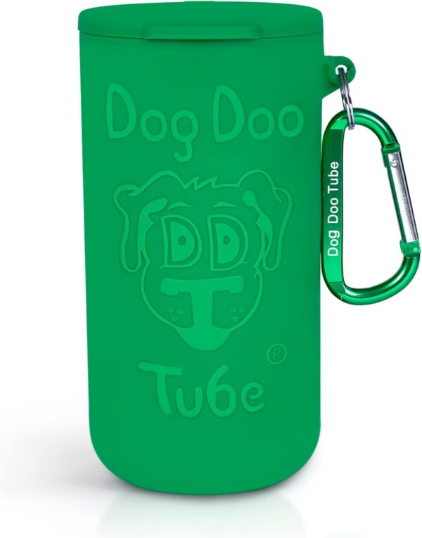 Doo Doo Tube Filled Dog Waste Bag Holder - Reusable Dog Poop Bag Tube Designed to Keep in Odors and Germs (Green)