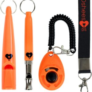 Dshees Dog Training Set is perfect combination of Two Dog Whistles For Recall With One Whistle Lanyard And One Dog Clicker. Dog Whistle To Stop Barking And Clickers For Dog Training, Puppy Training.