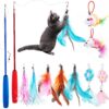 EASY JOY 11 Pcs Interactive Cat Toys, Interactive Cat Feather Toys, 2 Cat Wand, 9 Replaceable Toys, Bird Cat Toys for Small and Large Cats