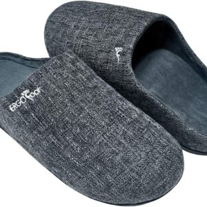 ERGOfoot Orthopaedic Slippers with Arch Support - for Indoor and Outdoor Use - Non-Slip Rubber Sole - Slippers for Men/Women (Dark Green)