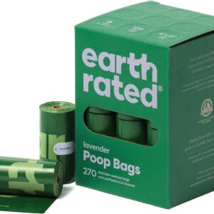 Earth Rated Dog Poo Bags, Guaranteed Leak Proof and Extra Thick Waste Bag Refill Rolls For Dogs, Lavender Scented, 270 Count