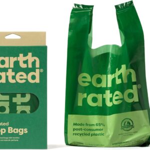 Earth Rated Dog Poo Bags with Handles, Easy Tie and Guaranteed Leakproof, Unscented, 120 Handle Bags