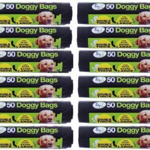 Extra strong black doggy waste bags with tie handle 600 32cm x 38cm (1)