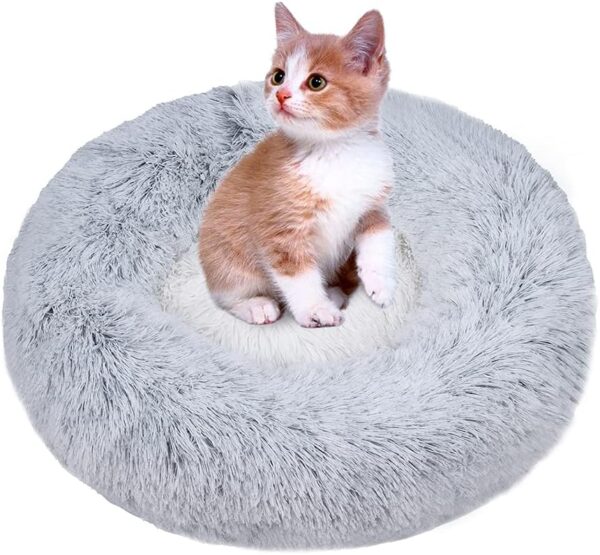 FEimaX Calming Dog Cat Bed Kitten Puppy Donut Cuddler Fluffy Round Plush Pet Beds Soft Washable Sofa Chihuahua Yorkshire Cushion Warm Kennel for Extra Small Dogs Cats