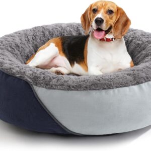 FURTIME Round Dog Bed(66 * 66cm), Donut Cuddler Dog Bed for Medium Dogs, Cats, Ideal for Corgi, Beagle