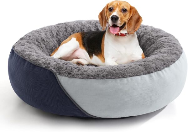 FURTIME Round Dog Bed(66 * 66cm), Donut Cuddler Dog Bed for Medium Dogs, Cats, Ideal for Corgi, Beagle