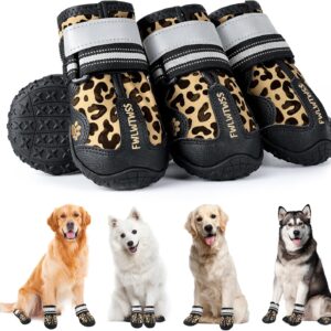 FWLWTWSS Dog Shoes, Dog Boots for Injured Paws Waterproof, Adjustable Dog Shoes for Walking, Dog Boots Waterproof Anti-slip for Rainy Snowy Day, Outdoor Walking (Size 6)