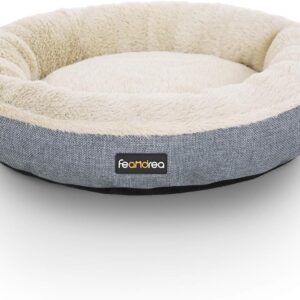 Feandrea Dog Bed, Dog Sofa, Cat Bed, Donut Shape, Round, 55 cm Dia, Grey PGW55G