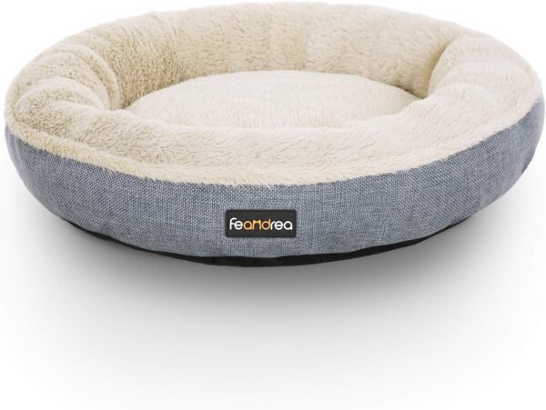 Feandrea Dog Bed, Dog Sofa, Cat Bed, Donut Shape, Round, 55 cm Dia, Grey PGW55G