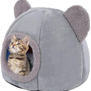 Felt Cat Cave Cat Cave Bed Eco-Friendly Felt Cat Cave Self-Warming Cat Bed Foldable Comfortable Pet Cat Bed Tent House machine washable Perfect for Cats, Kittens, Indoor Cats