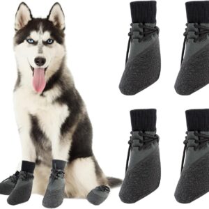 Fychuo Dog Shoes Large Dog Boots for Injured Paws Waterproof Dog Socks Paws Stop Licking Dog Paw Protectors 4 Pack Soft Sole Anti Slip Socks for Dogs Puppy Pet