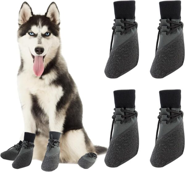 Fychuo Dog Shoes Large Dog Boots for Injured Paws Waterproof Dog Socks Paws Stop Licking Dog Paw Protectors 4 Pack Soft Sole Anti Slip Socks for Dogs Puppy Pet