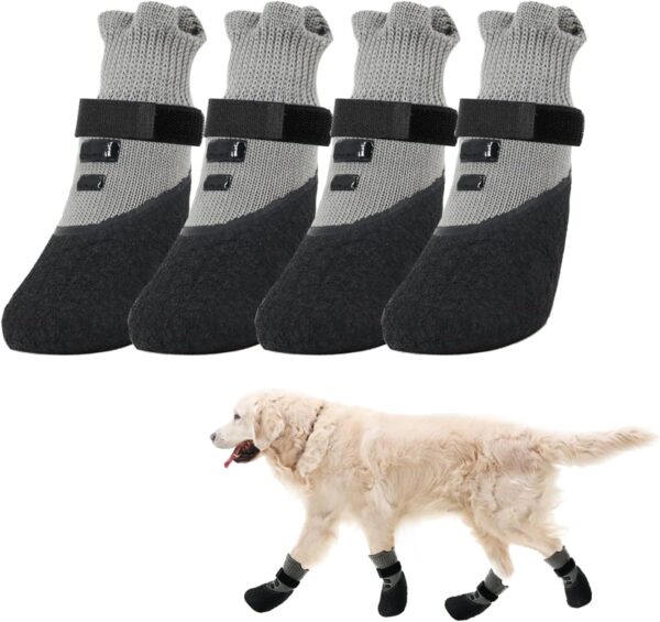 Fychuo Dog Socks Paws Stop Licking 4 Pack Dog Boots for Injured Paws Waterproof Dog Socks with Grips Dog Shoes Large Dog Walking Anti Slip Paw Protector for Dogs Pet